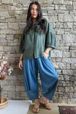 Loom & Thread Pin Tuck Blouse Washed Moss /40=